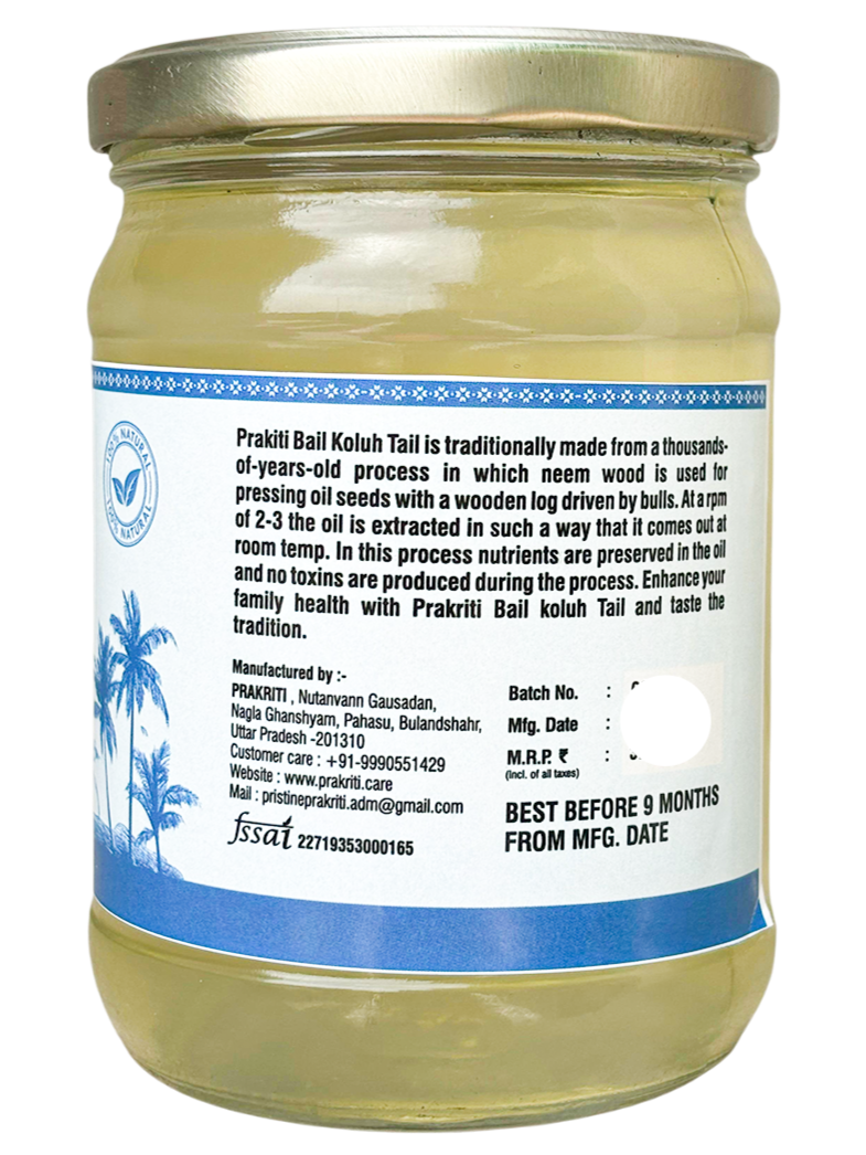 Bail koluh Coconut oil 500ml - Bull Driven cold and wood press