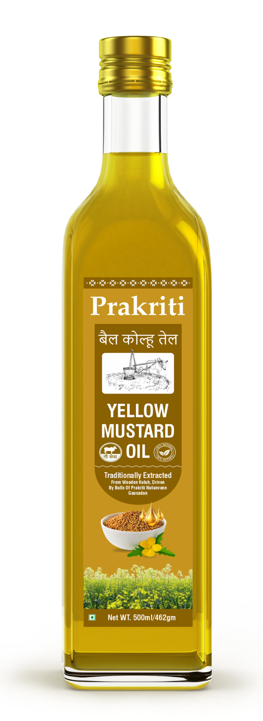 Bail Koluh Yellow mustard oil 500mL - Bull driven cold and wood press oil