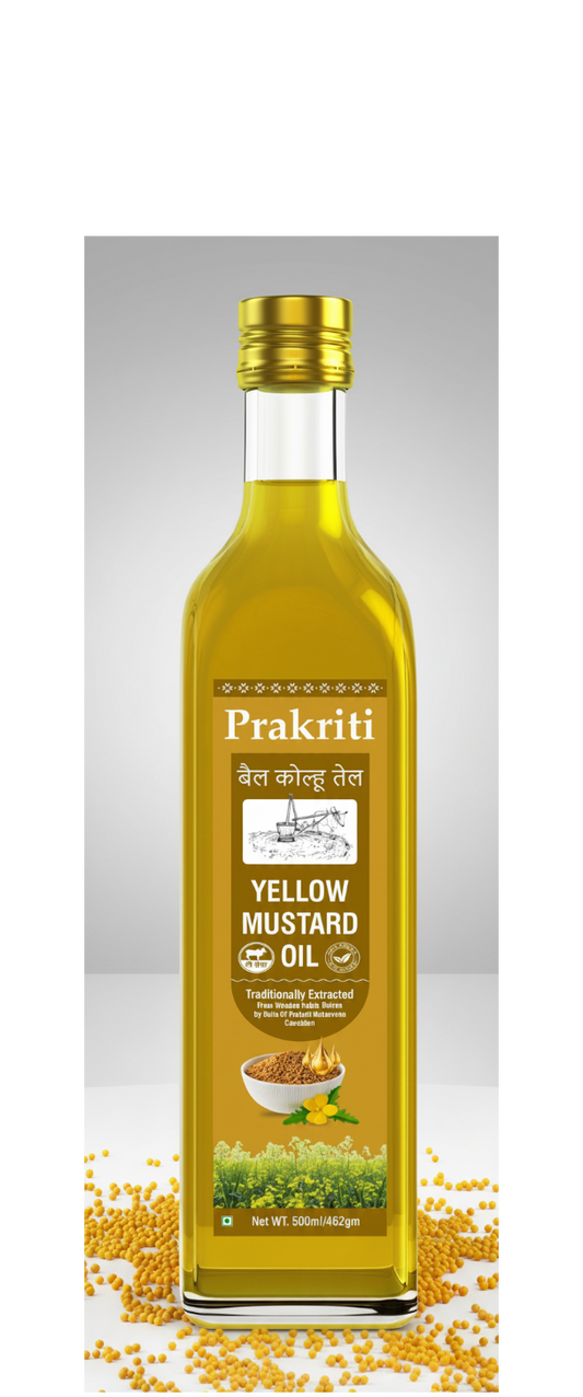 Bail Koluh Yellow mustard oil 500mL - Bull driven cold and wood press oil