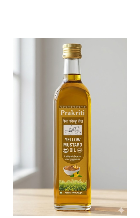 Bail Koluh Yellow mustard oil 500mL - Bull driven cold and wood press oil